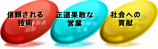 信頼される技術、正道果敢な営業、社会への貢献